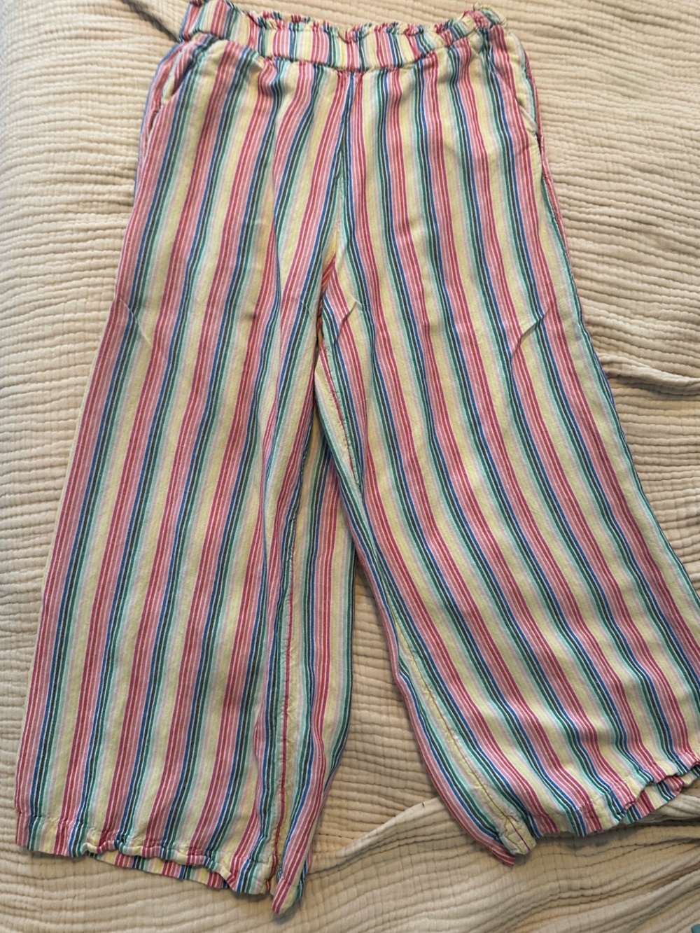 LOFT Multicolor Striped Wide-Leg Pull-On Pants